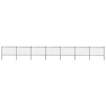 Garden Fence with Spear Top Steel 1248x120 cm Black