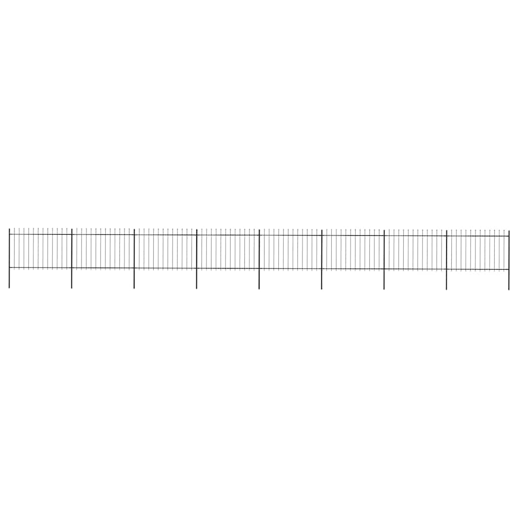 Garden Fence with Spear Top Steel 1426x120 cm Black