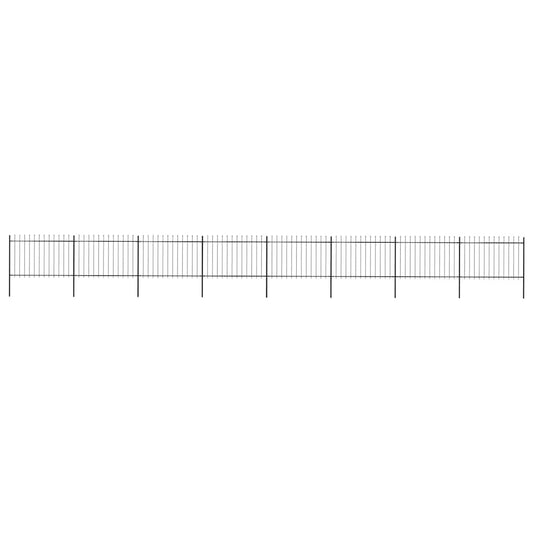 Garden Fence with Spear Top Steel 1426x120 cm Black