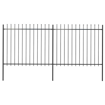 Garden Fence with Spear Top Steel 359x150 cm Black