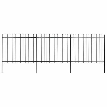 Garden Fence with Spear Top Steel 537x150 cm Black