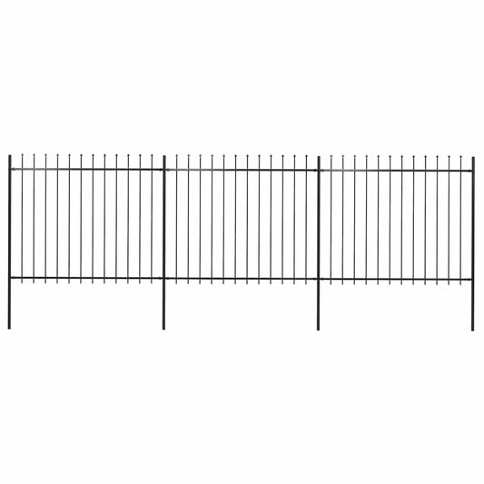 Garden Fence with Spear Top Steel 537x150 cm Black