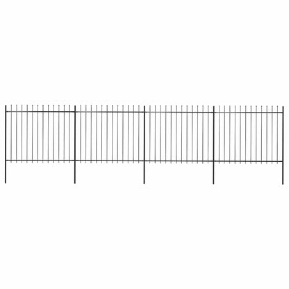 Garden Fence with Spear Top Steel 714.5x150 cm Black