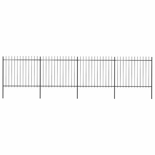 Garden Fence with Spear Top Steel 714.5x150 cm Black