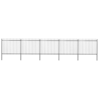Garden Fence with Spear Top Steel 892.5x150 cm Black