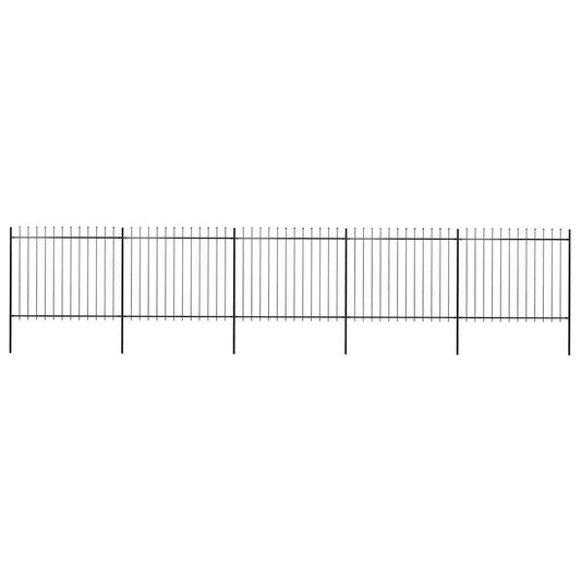 Garden Fence with Spear Top Steel 892.5x150 cm Black