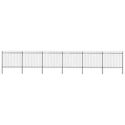 Garden Fence with Spear Top Steel 1070x150 cm Black