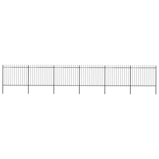 Garden Fence with Spear Top Steel 1070x150 cm Black