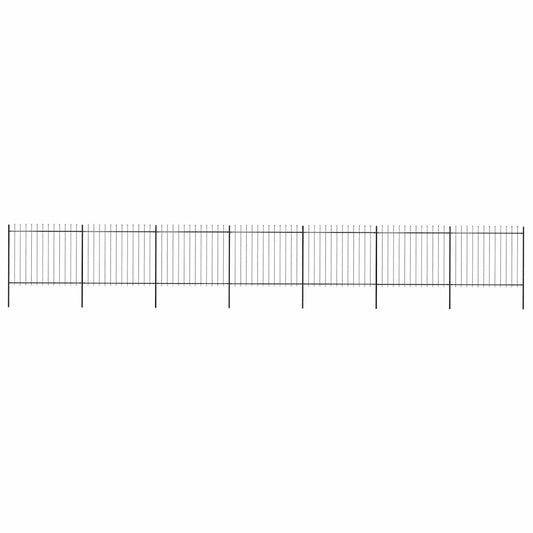 Garden Fence with Spear Top Steel 1248x150 cm Black