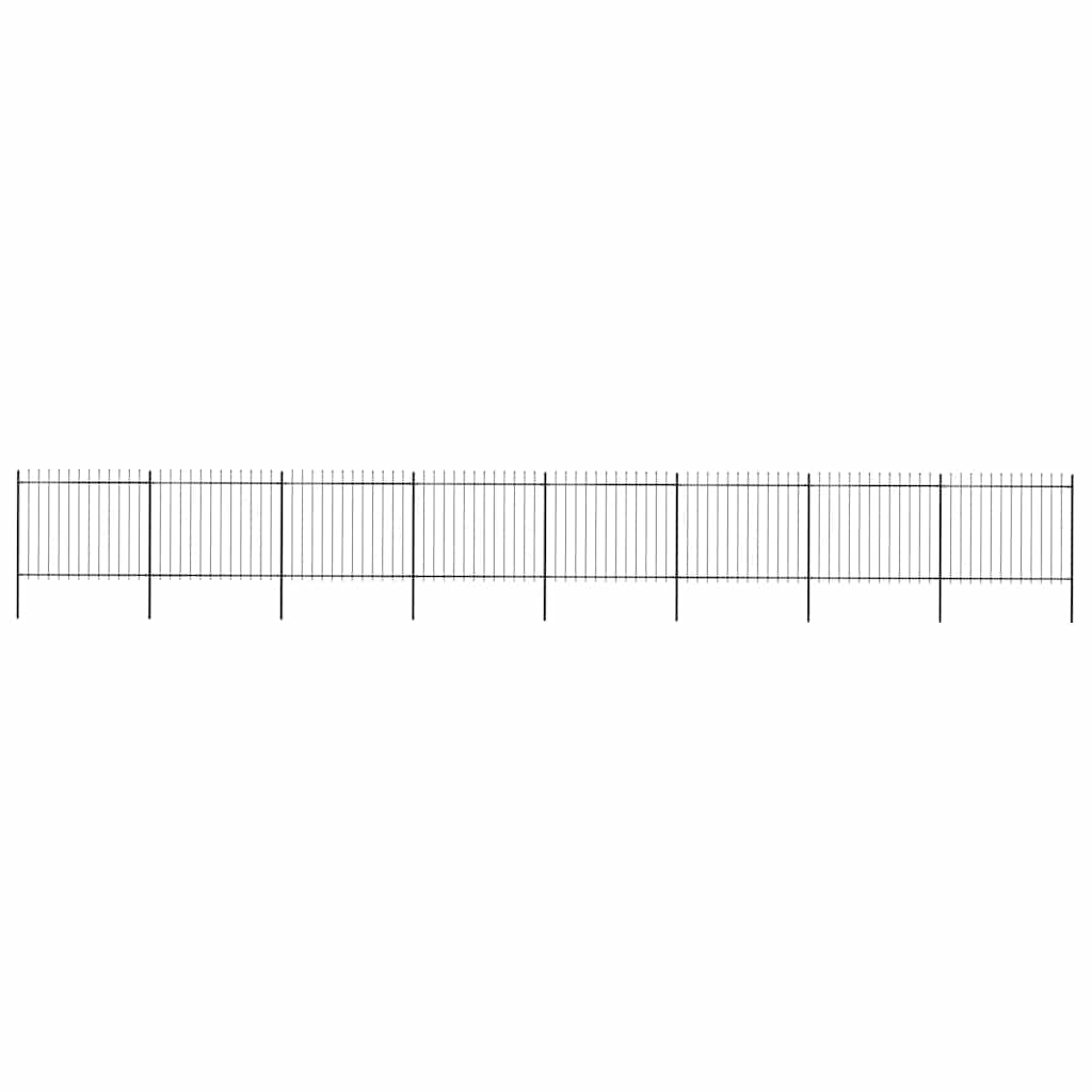 Garden Fence with Spear Top Steel 1426x150 cm Black