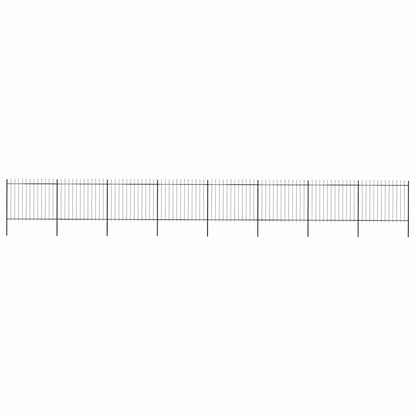 Garden Fence with Spear Top Steel 1426x150 cm Black