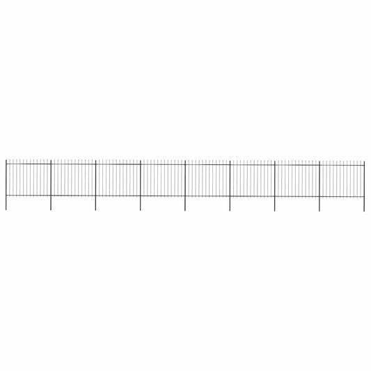 Garden Fence with Spear Top Steel 1426x150 cm Black