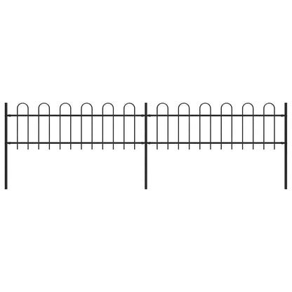 Garden Fence with Hoop Top Steel 359x60 cm Black