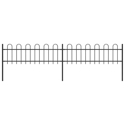 Garden Fence with Hoop Top Steel 359x60 cm Black
