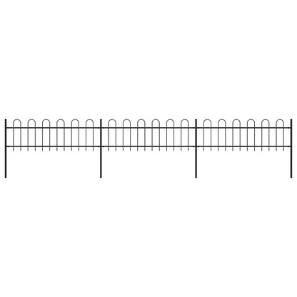 Garden Fence with Hoop Top Steel 537x60 cm Black