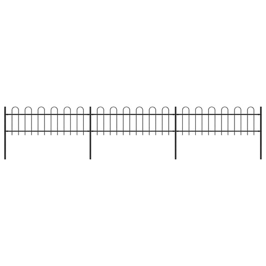 Garden Fence with Hoop Top Steel 537x60 cm Black