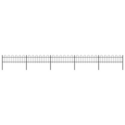 Garden Fence with Hoop Top Steel 892.5x60 cm Black