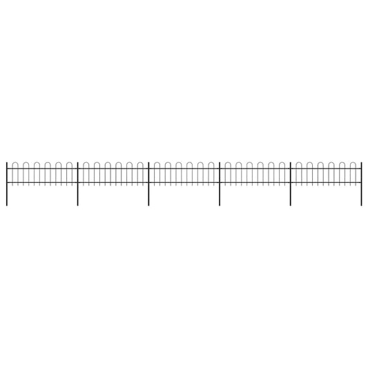 Garden Fence with Hoop Top Steel 892.5x60 cm Black