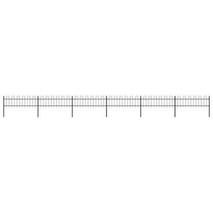 Garden Fence with Hoop Top Steel 1070x60 cm Black