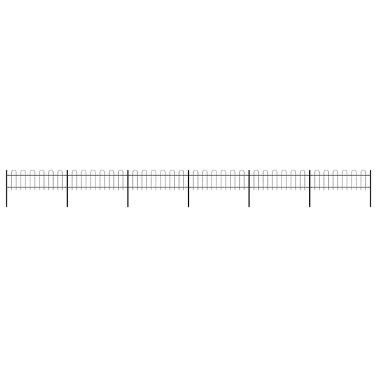 Garden Fence with Hoop Top Steel 1070x60 cm Black