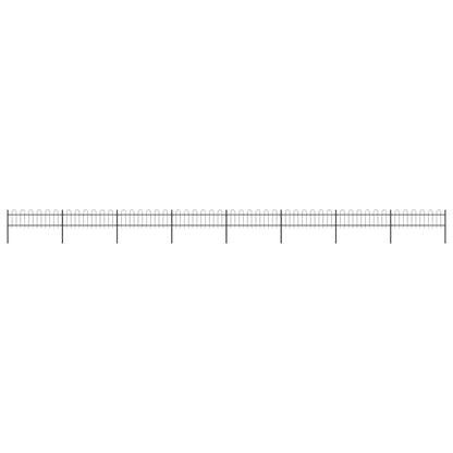 Garden Fence with Hoop Top Steel 1426x60 cm Black