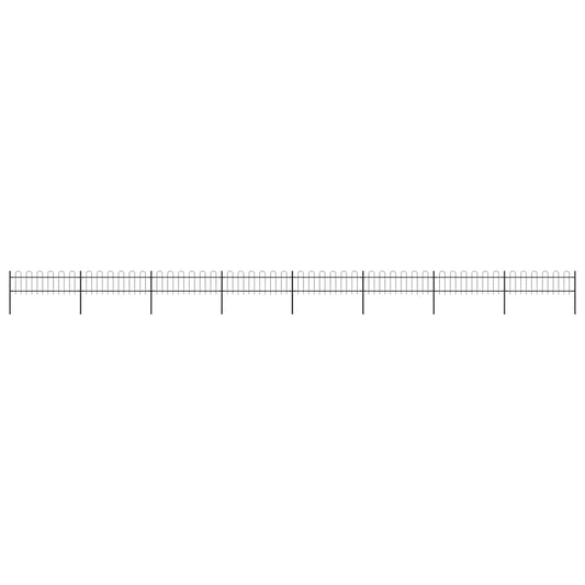 Garden Fence with Hoop Top Steel 1426x60 cm Black