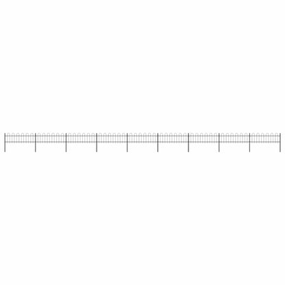 Garden Fence with Hoop Top Steel 1603.5x60 cm Black
