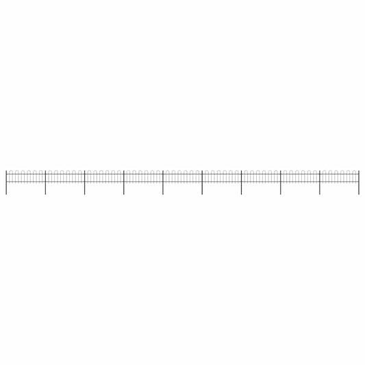 Garden Fence with Hoop Top Steel 1603.5x60 cm Black