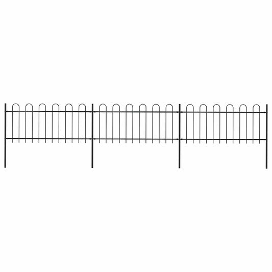 Garden Fence with Hoop Top Steel 537x80 cm Black