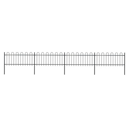Garden Fence with Hoop Top Steel 714.5x80 cm Black