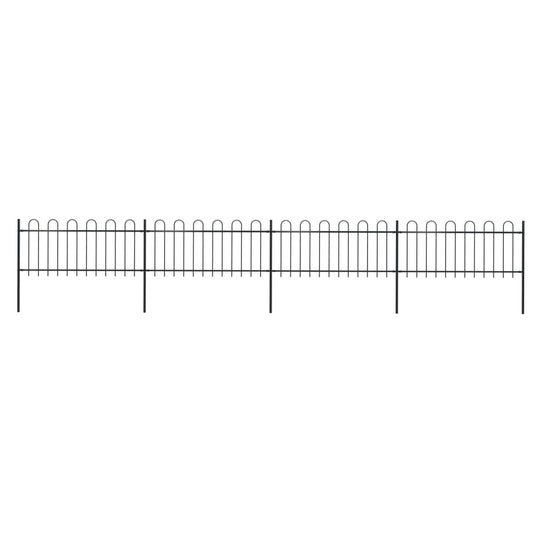 Garden Fence with Hoop Top Steel 714.5x80 cm Black