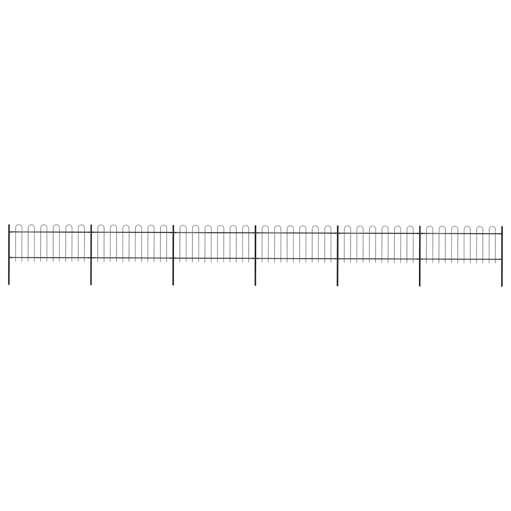 Garden Fence with Hoop Top Steel 1070x80 cm Black