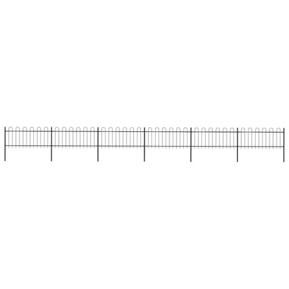 Garden Fence with Hoop Top Steel 1070x80 cm Black
