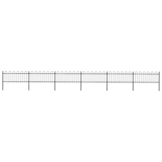 Garden Fence with Hoop Top Steel 1070x80 cm Black