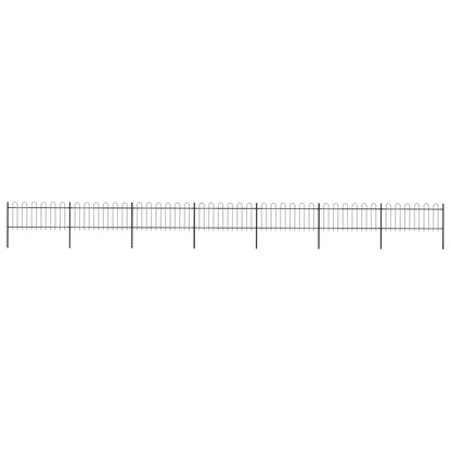 Garden Fence with Hoop Top Steel 1248x80 cm Black