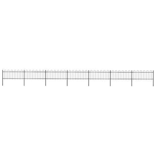Garden Fence with Hoop Top Steel 1248x80 cm Black