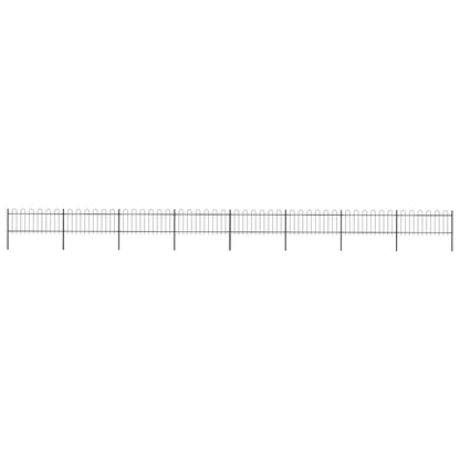Garden Fence with Hoop Top Steel 1426x80 cm Black