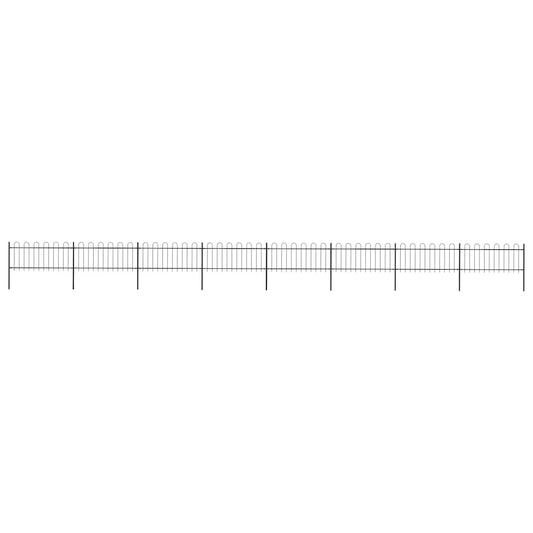 Garden Fence with Hoop Top Steel 1426x80 cm Black