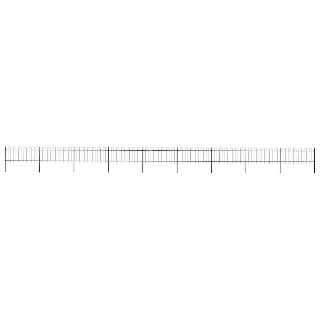Garden Fence with Hoop Top Steel 1603.5x80 cm Black