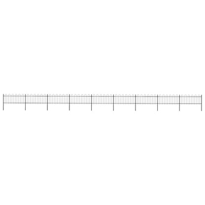 Garden Fence with Hoop Top Steel 1603.5x80 cm Black