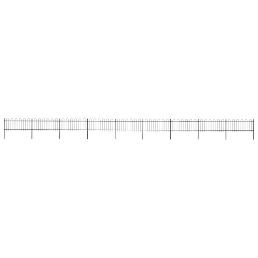 Garden Fence with Hoop Top Steel 1603.5x80 cm Black