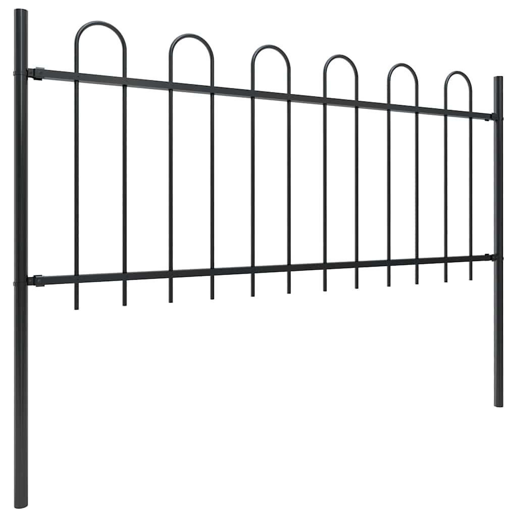 Garden Fence with Hoop Top Steel 1603.5x80 cm Black