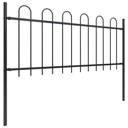 Garden Fence with Hoop Top Steel 1603.5x80 cm Black