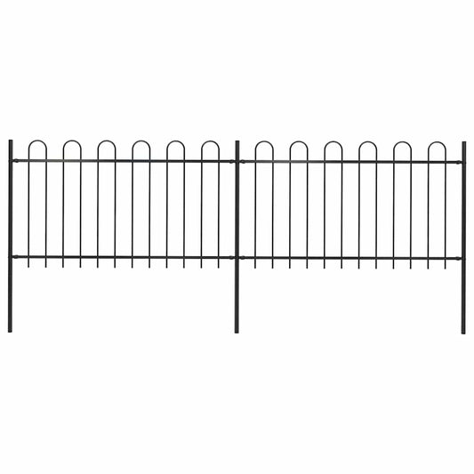 Garden Fence with Hoop Top Steel 359x100 cm Black