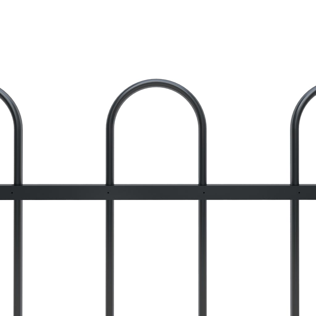 Garden Fence with Hoop Top Steel 359x100 cm Black