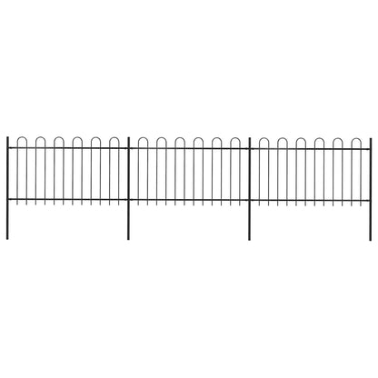 Garden Fence with Hoop Top Steel 537x100 cm Black