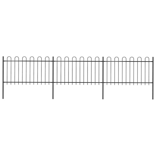 Garden Fence with Hoop Top Steel 537x100 cm Black