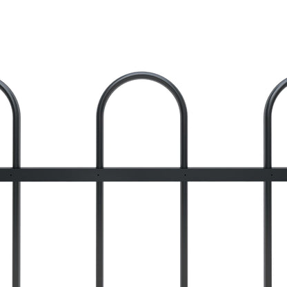 Garden Fence with Hoop Top Steel 537x100 cm Black
