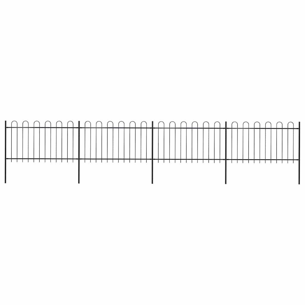 Garden Fence with Hoop Top Steel 714.5x100 cm Black