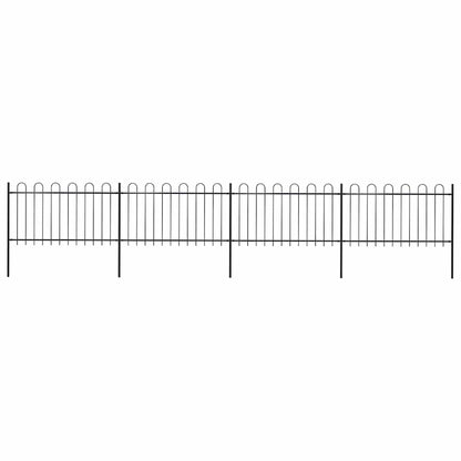 Garden Fence with Hoop Top Steel 714.5x100 cm Black
